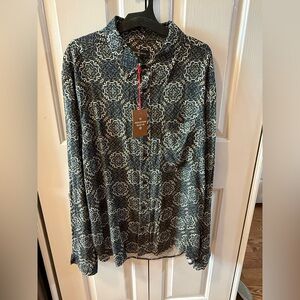 Houston White Mens Long Sleeve Button Down 100% Rayon Size Large